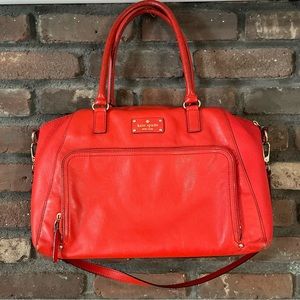 Kate Spade bright coral leather briefcase